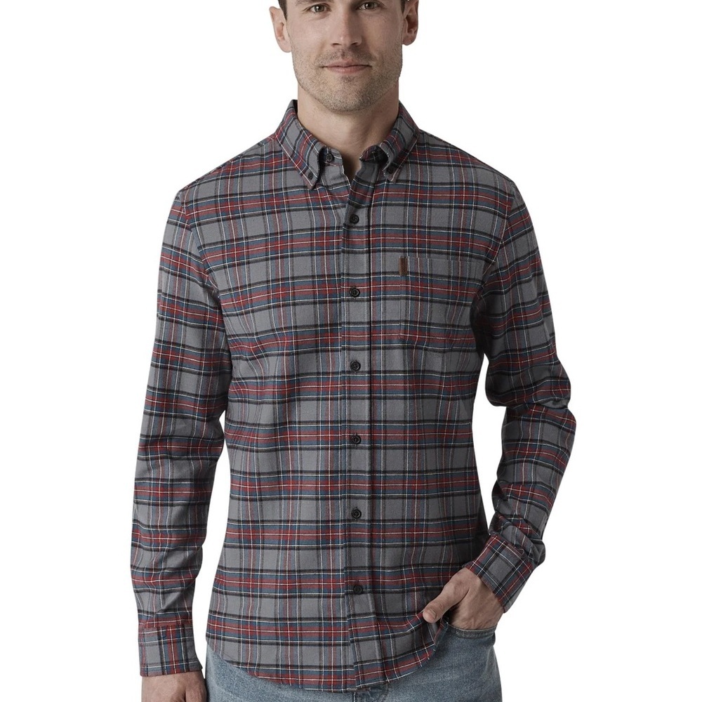 Chaps Stretch Gray Flannel Button Down Shirt Size 4XB